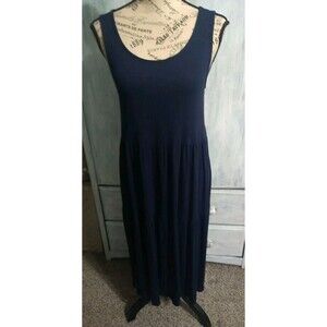 Eileen Fisher MIDI  Sleeveless Dress Xxs Blue Boho Cottage Core Feminine